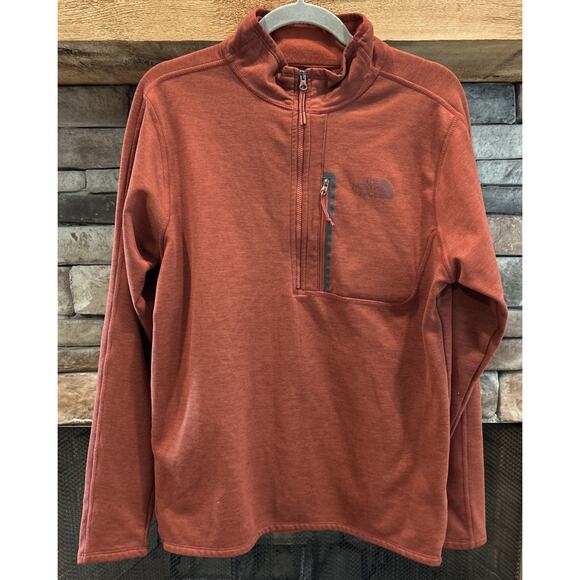Men’s THE NORTH FACE Burnt Orange 1/4 Zip Fleece Pullover Size M *B1 - Picture 1 of 5